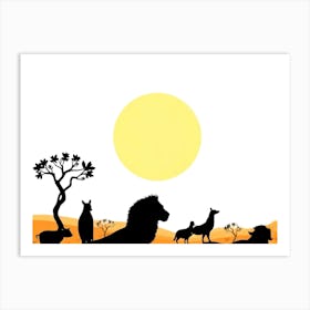 Silhouette Of Animals Art Print