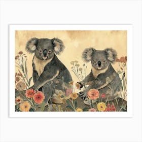 Floral Animal Illustration Koala 3 Art Print