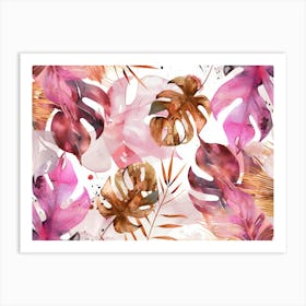 Watercolor Tropical Leaves 11 Art Print