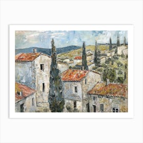 Village Enchantment Painting Inspired By Paul Cezanne Art Print