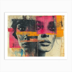 Analog Fusion: A Tapestry of Mixed Media Masterpieces The Face Of A Woman' Art Print