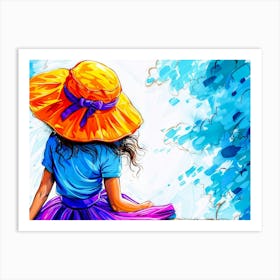 Girl With Hat Art Print