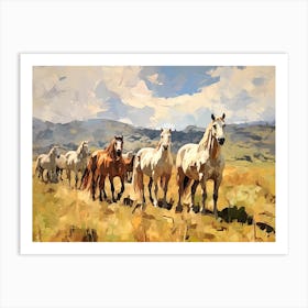 Horses Painting In Cotacachi, Ecuador, Landscape 3 Art Print