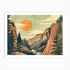 Retro Mountains 7 Art Print