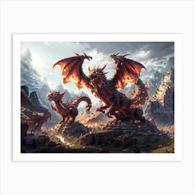 Dragons In The Mountains Art Print