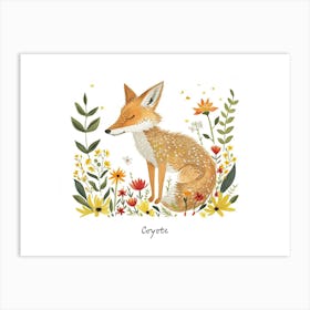 Little Floral Coyote 3 Poster Art Print