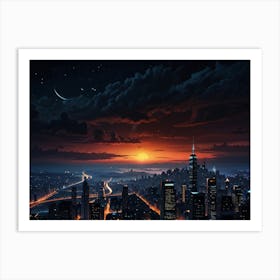 Cityscape At Night 4 Art Print