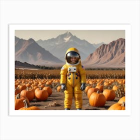 Astronaut Child In A Pumpkin Patch 2 Art Print