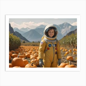 Astronaut Child In A Pumpkin Patch 4 Art Print