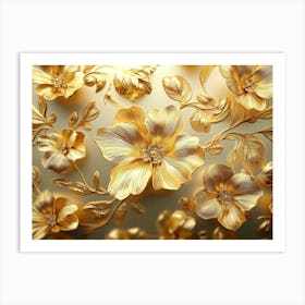 Golden Floral Background Art Print