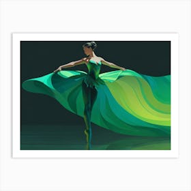 Ballerina In Green Dress 1 Art Print