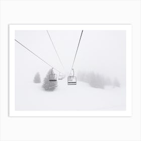 Ski Lifts In A Snowy Resort Art Print