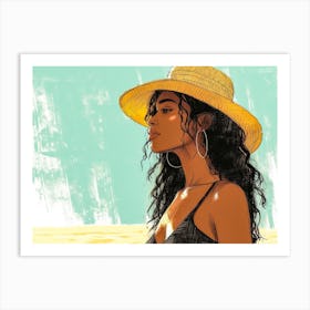 Illustration of an African American woman at the beach 32 Art Print