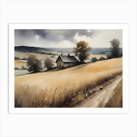 Cloud Oil Painting Farmhouse Nursery French Countryside (24) Art Print