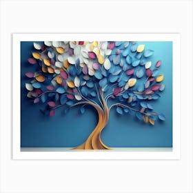 Colorful Tree With Leaves On Hanging Branches 1 Art Print