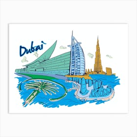 Dubai Skyline Art Print