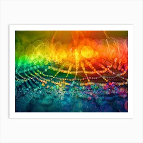 Abstract Rainbow on spider s net Bokeh Art Print