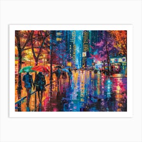 Rainy Night In New York City Art Print