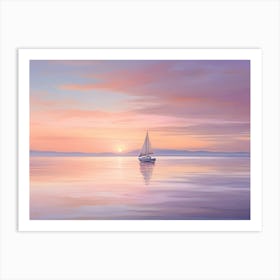 Sunset Sailboat Paintings Art Print Art Print