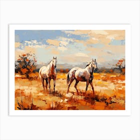 Horses Painting In Outback, Australia, Landscape 4 Art Print