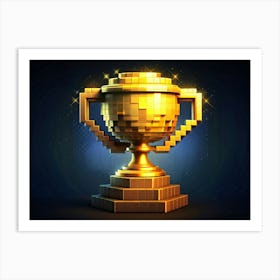 Pixelated Gold Trophy With Glittering Lights Art Print