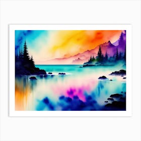 Sunset By The Lake Art Print