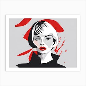 Woman In Black And Red Art Print