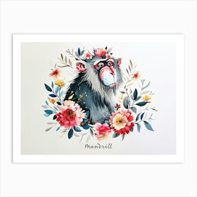 Little Floral Mandrill 1 Poster Art Print