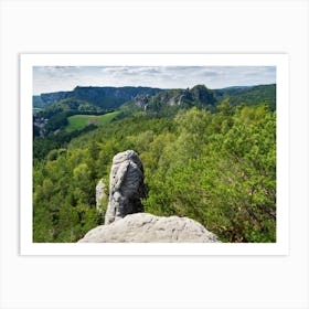 Sandstones and green forest in Saxon Switzerland, Gamrig Art Print