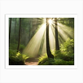 Forest With Sunbeams 13 Art Print