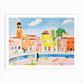 Padua Italy Cute Watercolour Illustration 2 Art Print