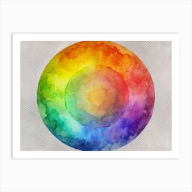 Watercolor Color Wheel On A Grey Textured Background Art Print