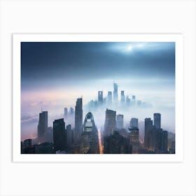 Cityscape In The Fog Art Print