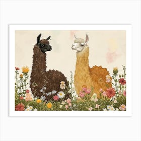 Floral Animal Illustration Llama 3 Art Print