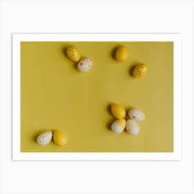Easter Eggs On Yellow Background 6 Art Print