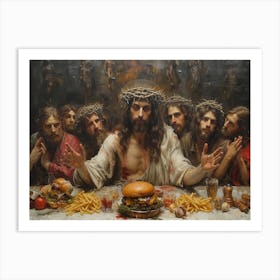 Fast Food Apostles: Da Vinci's Last Supper Remix Art Print