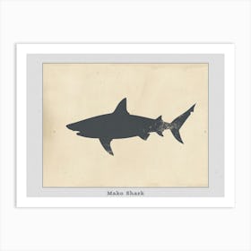 Mako Shark Grey Silhouette 4 Poster Art Print