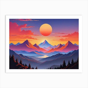 Sunset Mountains Art Print