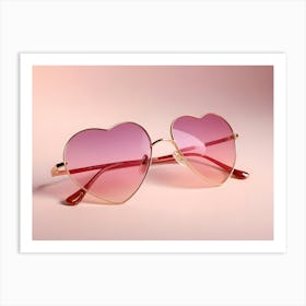 Heart Shaped Sunglasses With Pink Gradient Lenses On A Pink Background Art Print