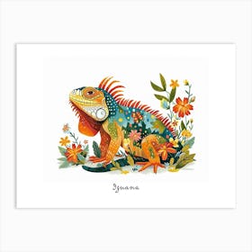 Little Floral Iguana 1 Poster Art Print