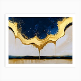 Gold And Blue Abstract Painting 1 Art Print