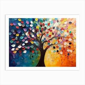 3d Tree of Life Abstract Features A Colorful Hanging Branches And Multicolored Art Print