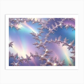 An Abstract Fractal Image With Delicate, White, Lace Like Patterns Resembling Snowflakes Or Crystals Art Print