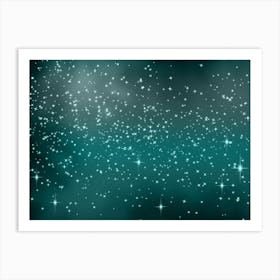 Metallic Teal Shining Star Background Art Print