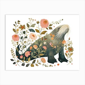 Little Floral Walrus 2 Art Print