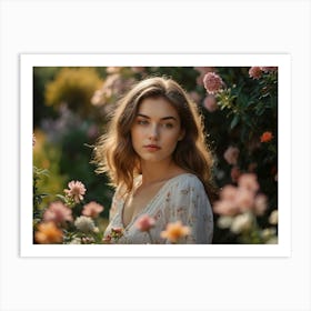 Portrait Of A Girl In Flowers Art Print