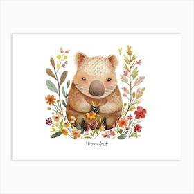 Little Floral Wombat 3 Poster Art Print