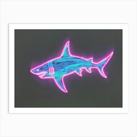 Neon Pastel Pink Blue Shark 6 Art Print