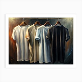 Four Blank T Shirts On Hangers Art Print