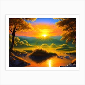 Sunset By The River 14 Art Print